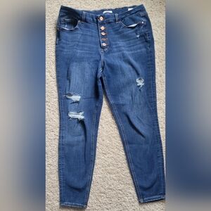 Maurices Dark Blue Distressed Skinny Jeans